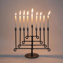 Load image into Gallery viewer, Antiqued Twisted Iron Menorah
