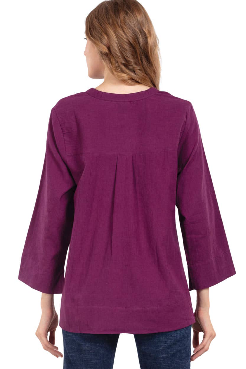 Jewel Tone Flax Linen Tunics: Purple / S/M