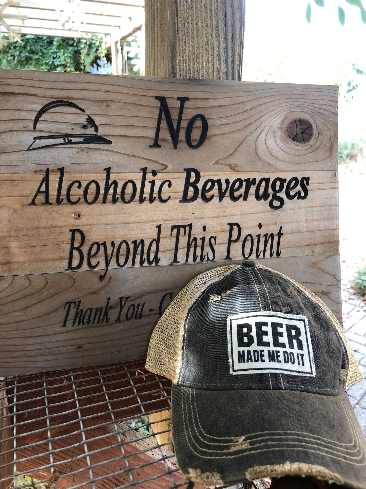 Beer Made Me Do It Distressed Trucker Cap