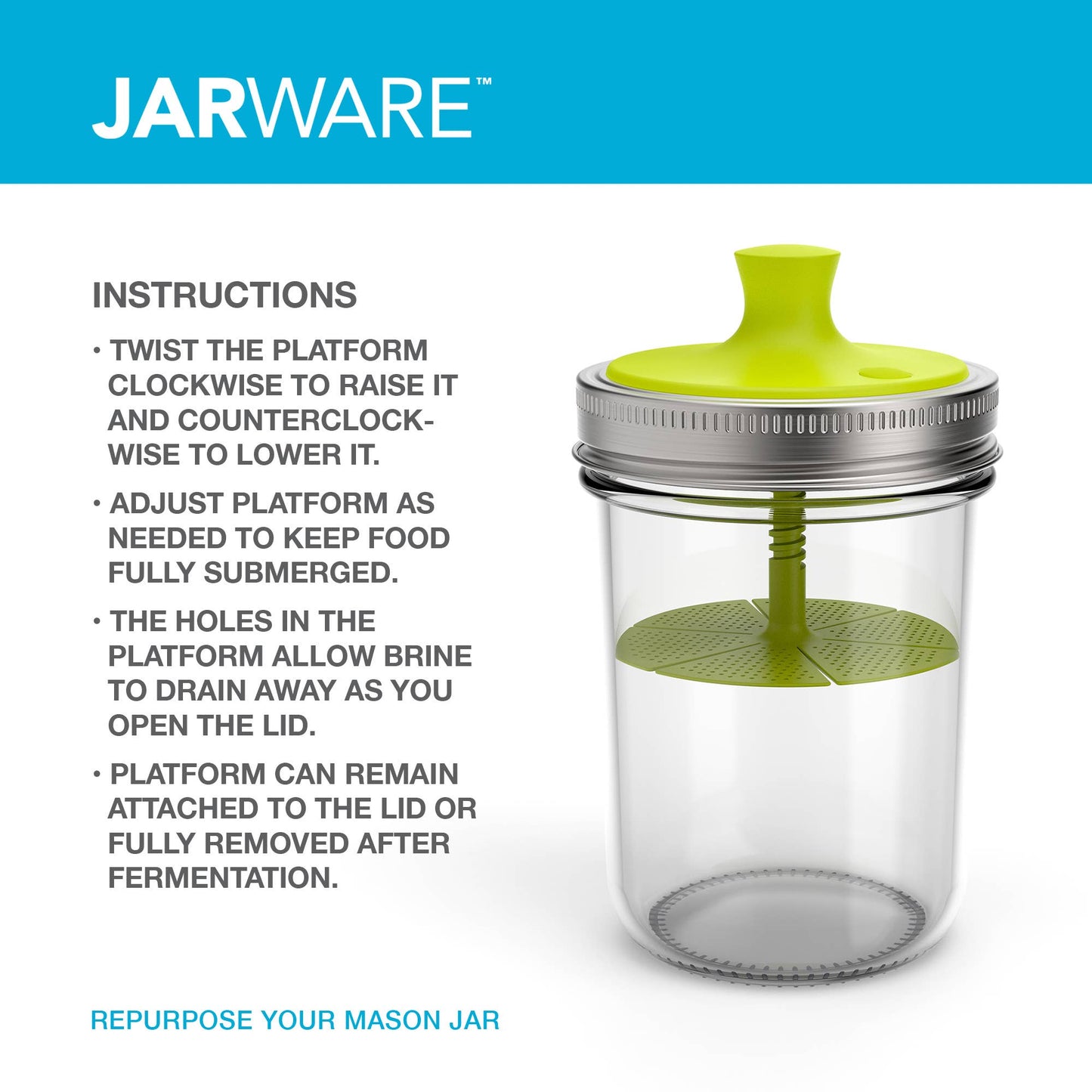 Jarware Nylon Fermentation Lid For Wide Mouth Mason Jars