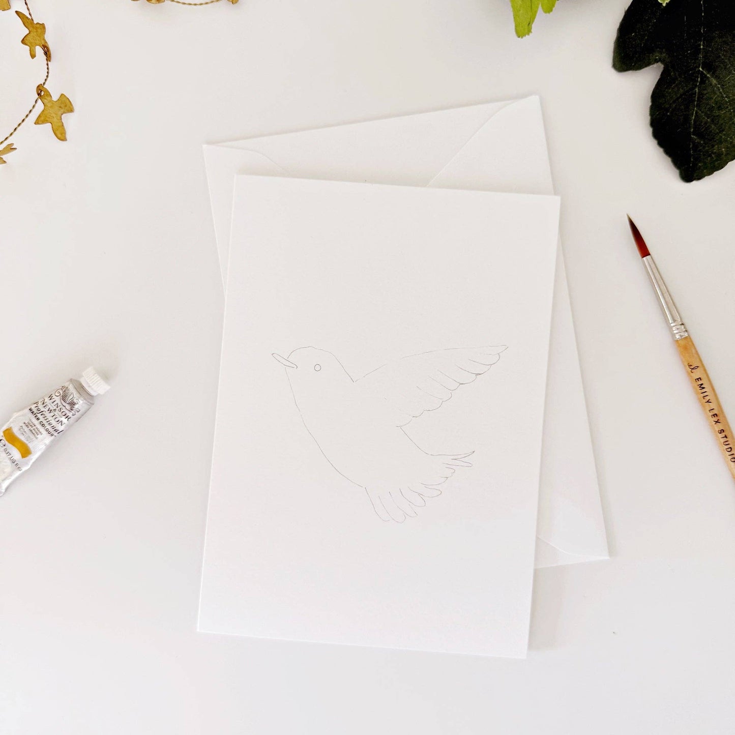 paintable watercolor notecard set Backyard birds