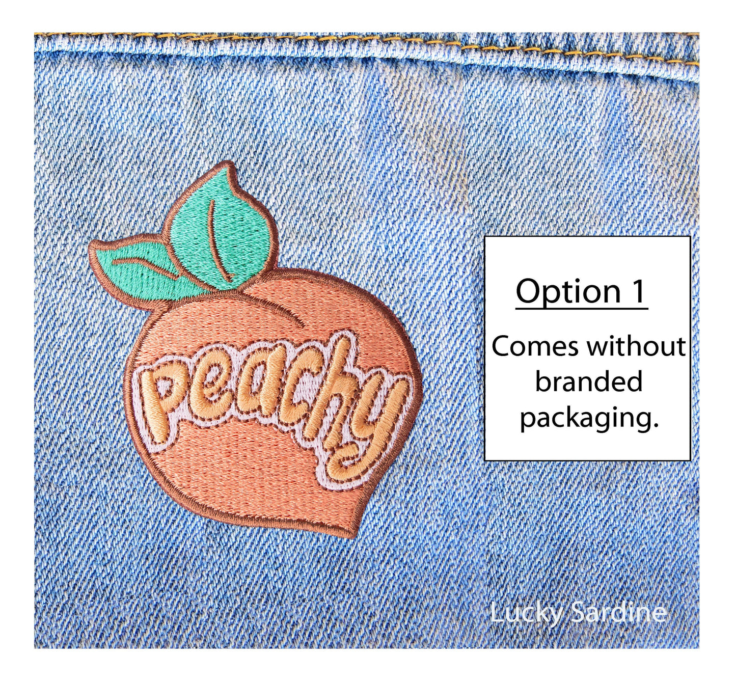 Peachy Retro 70s & 80s, Peach Embroidered Iron-On Patch