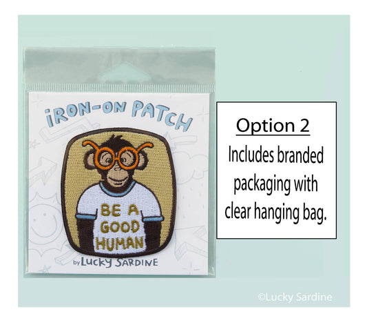 Ape Chimpanzee, Human Kindness Embroidered Iron-On Patch