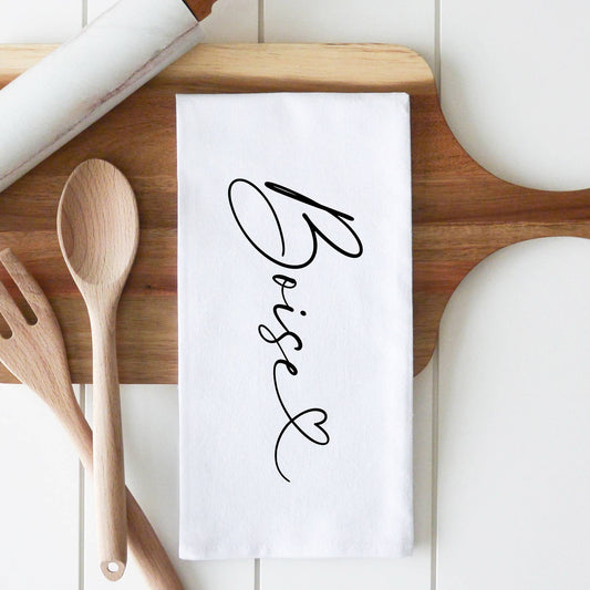 Iowa Love Tea Towel: White • Cotton/Linen Blend
