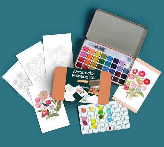 watercolor painting kit Zinnia Garden
