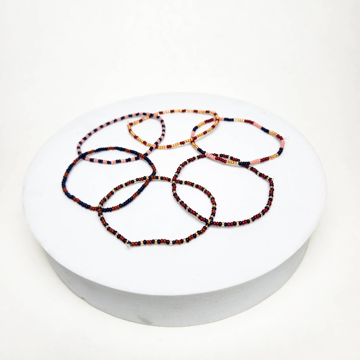 Sangria Seed Bead Bracelets - Set of 6 strands