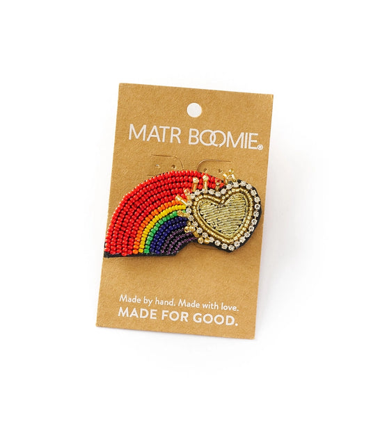 Beaded Rainbow Brooch Pin