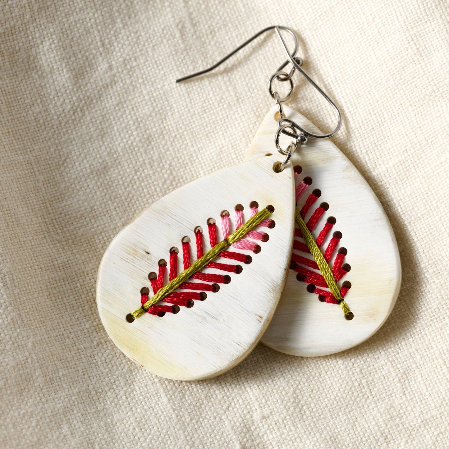 Lacay Stitched Drop Teardrop Earrings