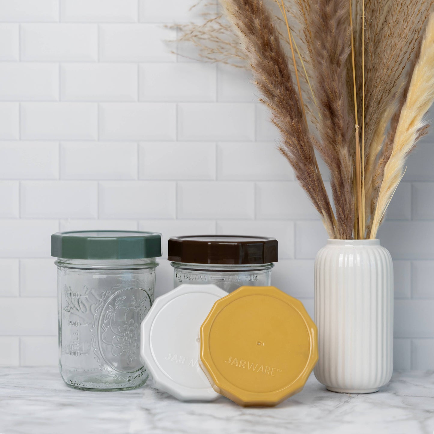 Jarware Multicolor Mason Jar Lids, Set of 4 Wide Mouth