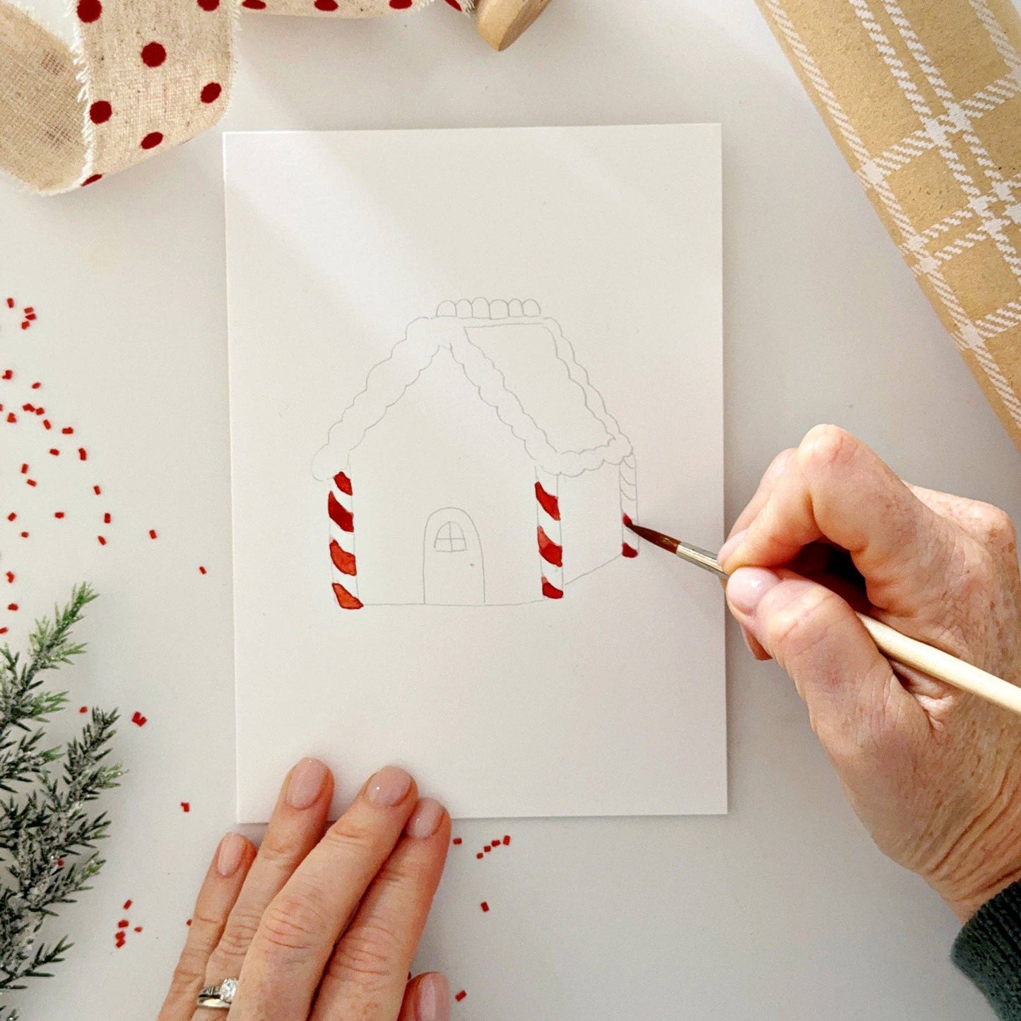 paintable watercolor notecard set Gingerbread