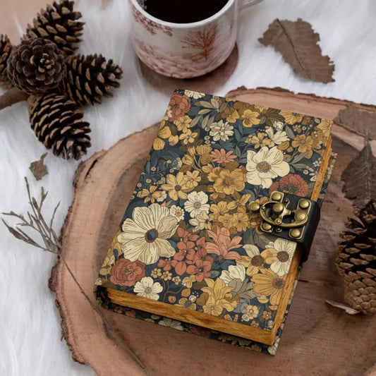 Vintage Floral Journal with Lock, Retro Flower Notebook