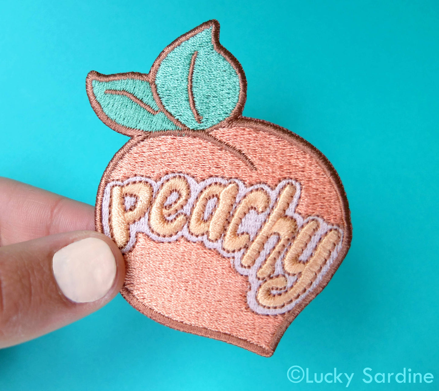 Peachy Retro 70s & 80s, Peach Embroidered Iron-On Patch
