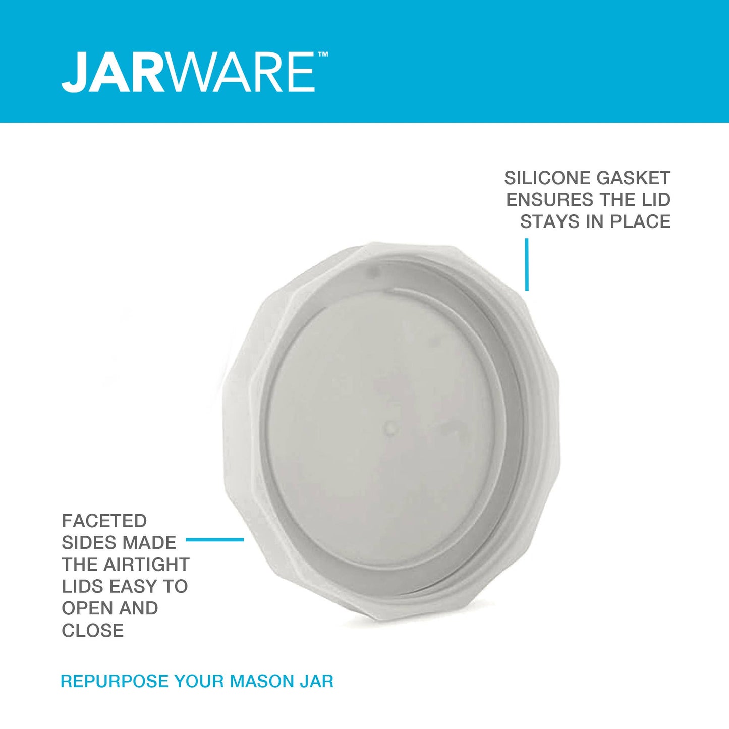 Jarware Multicolor Mason Jar Lids, Set of 4 Wide Mouth