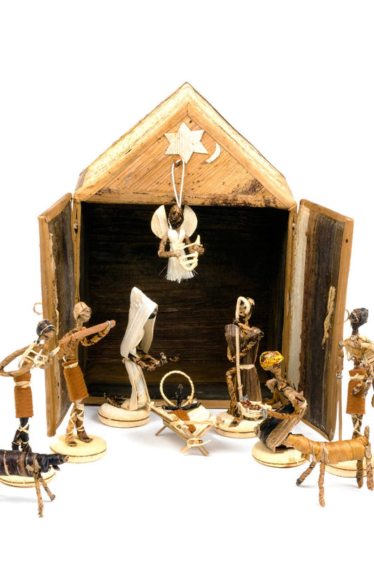 Banana Fiber Double Door Stable Nativity