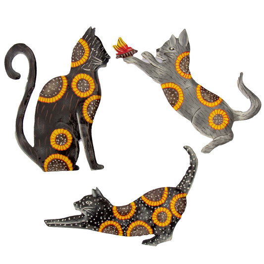 Playful Kitten Haitian Drum Art - Sunflowers