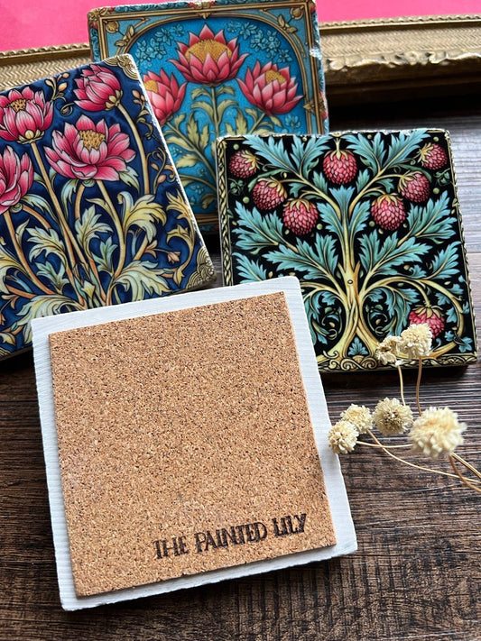 William Morris inspired stone coaster