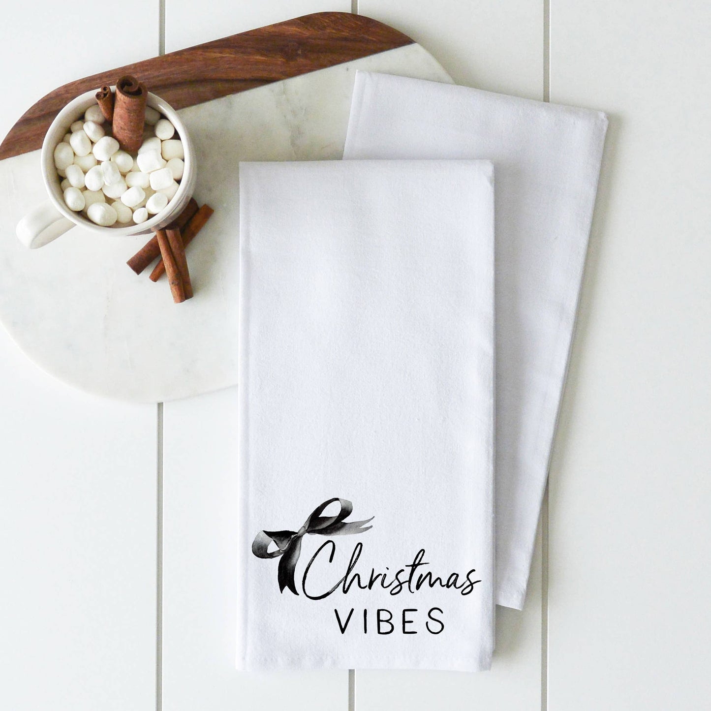 Christmas Vibes 2 Tea Towel: White • 100% Cotton