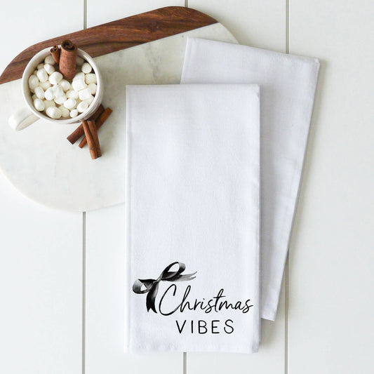 Christmas Vibes 2 Tea Towel: White • 100% Cotton