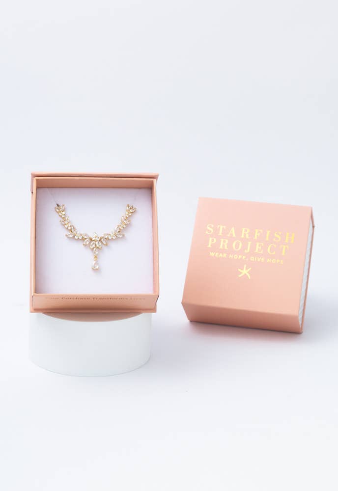 Golden Chandelier Zircon Necklace