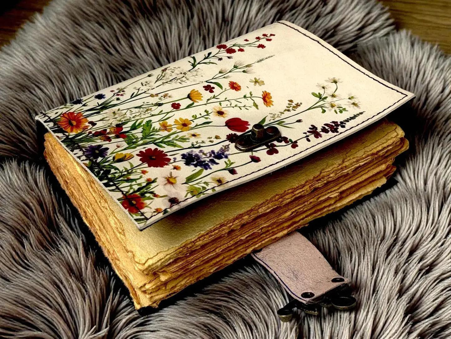 Handmade Leather Spring Flower Journal