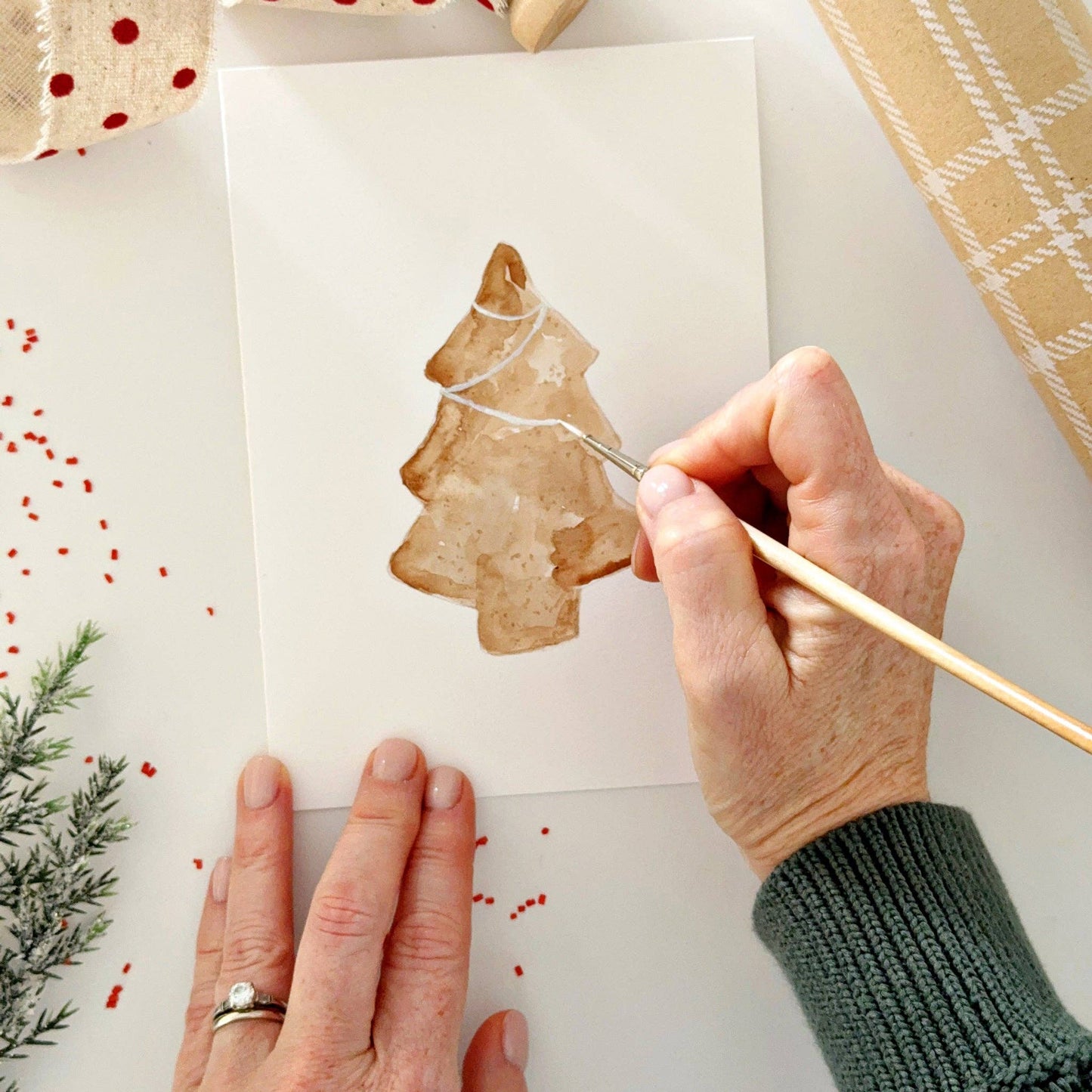 paintable watercolor notecard set Gingerbread
