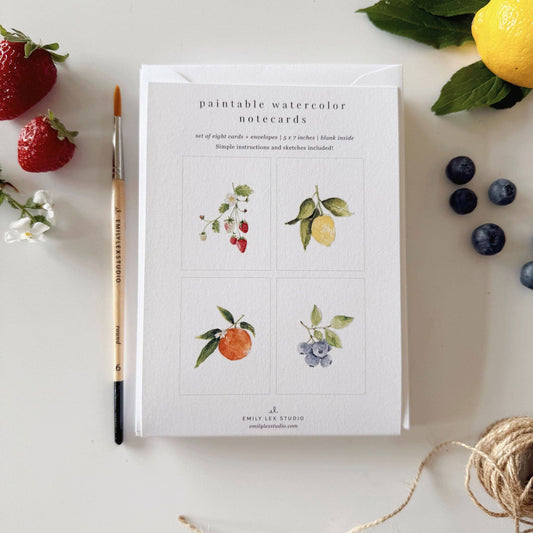 paintable watercolor notecard set Fruit