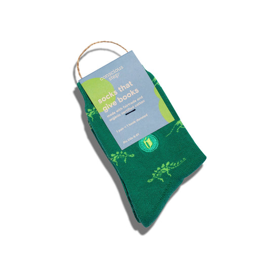 Kids Socks that Give Books (Green Dinosaurs): Preschool