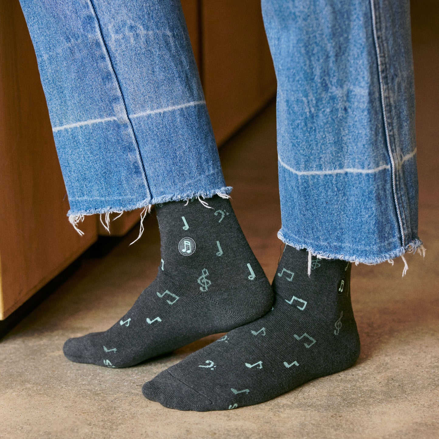 Socks that Support Music (Gray Music Notes): Small