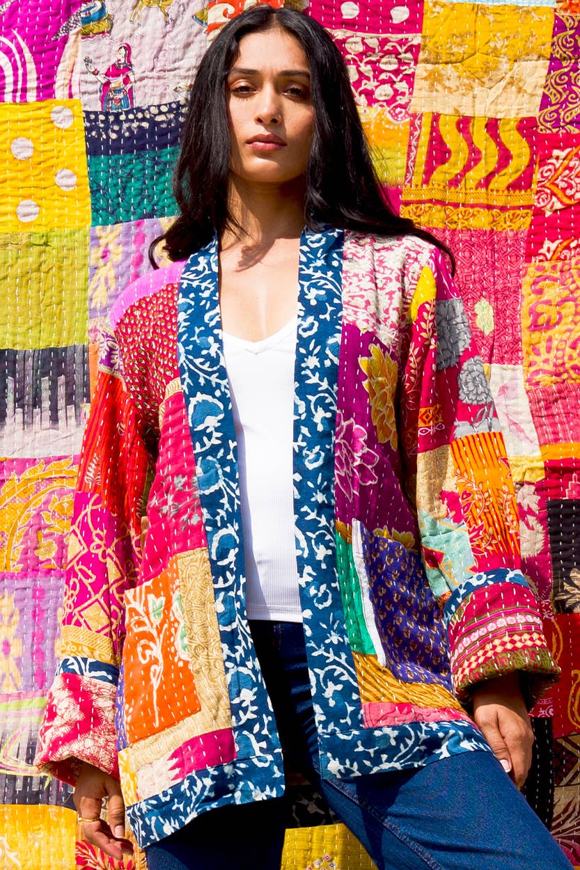 Reversible Kantha Quilted Sari Jacket