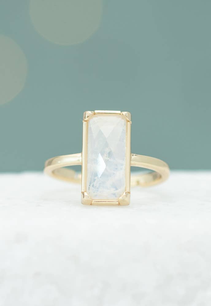 Moonlit Grace Ring in Gold or Silver & Moonstone