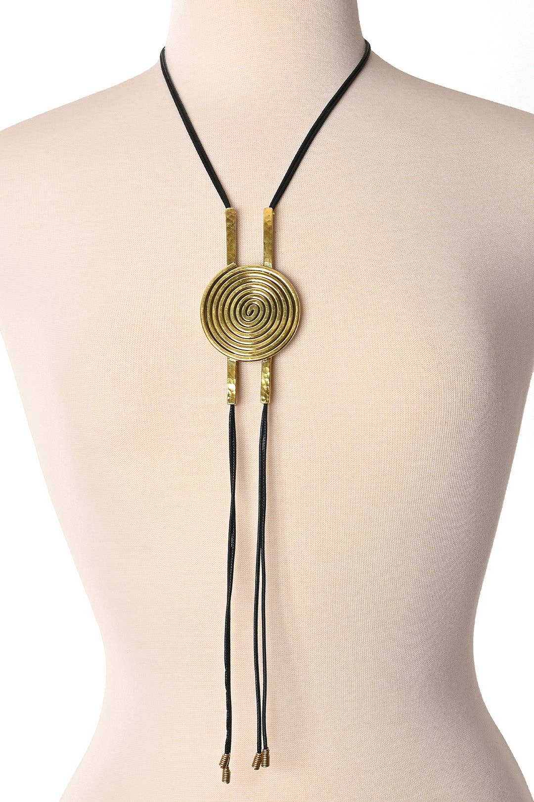 Kenyan Brass Winding Path Bolo Necklace