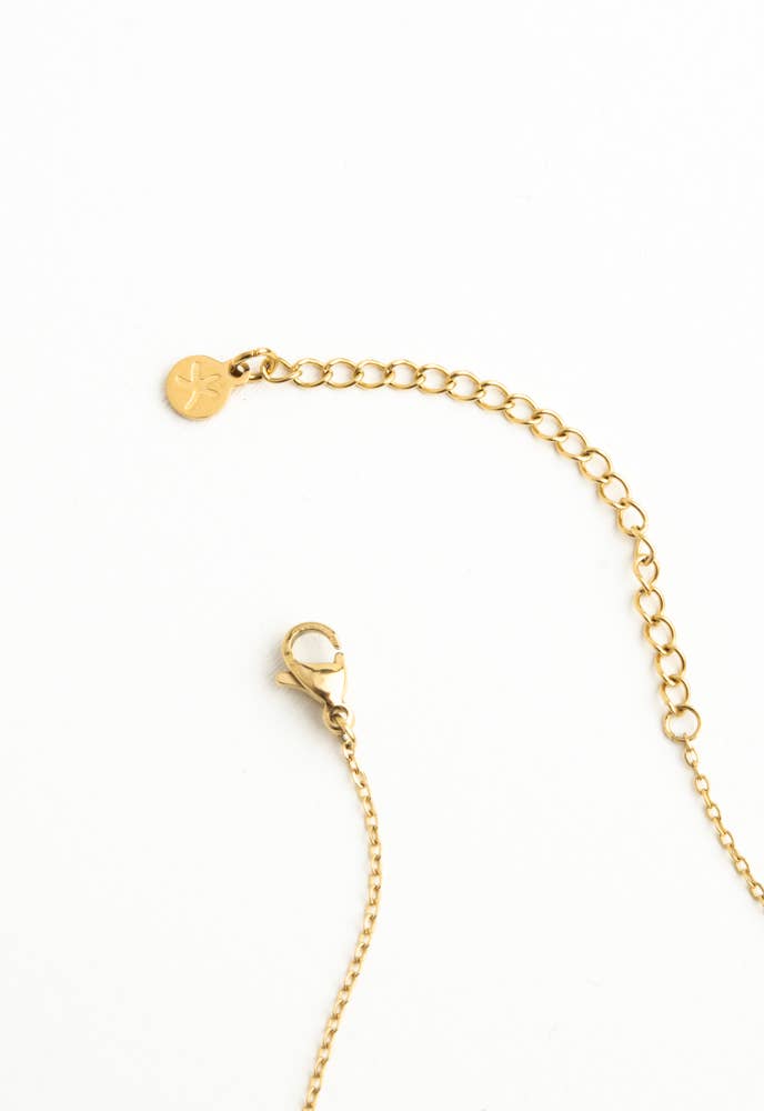 Divine Connection Gold and Zircon Necklace- 14K Gold Plated Dangle Formal Necklace