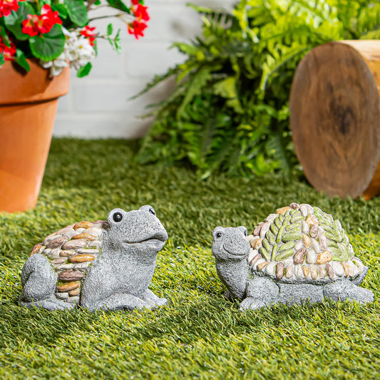 Statue, Frog and Turtle 6"H