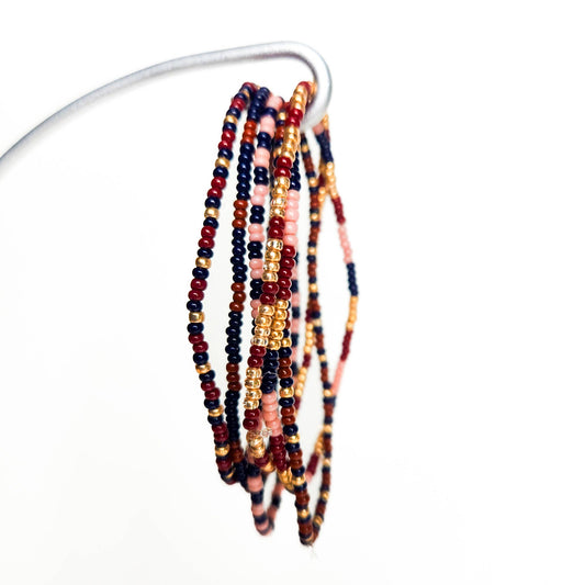 Sangria Seed Bead Bracelets - Set of 6 strands