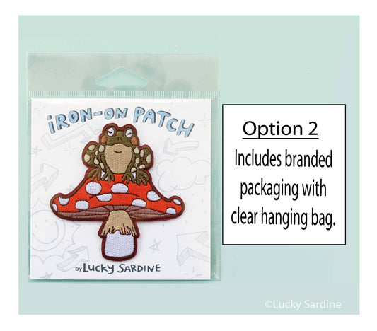 Toad & Mushroom, Toadstool Frog Embroidered Iron-On Patch