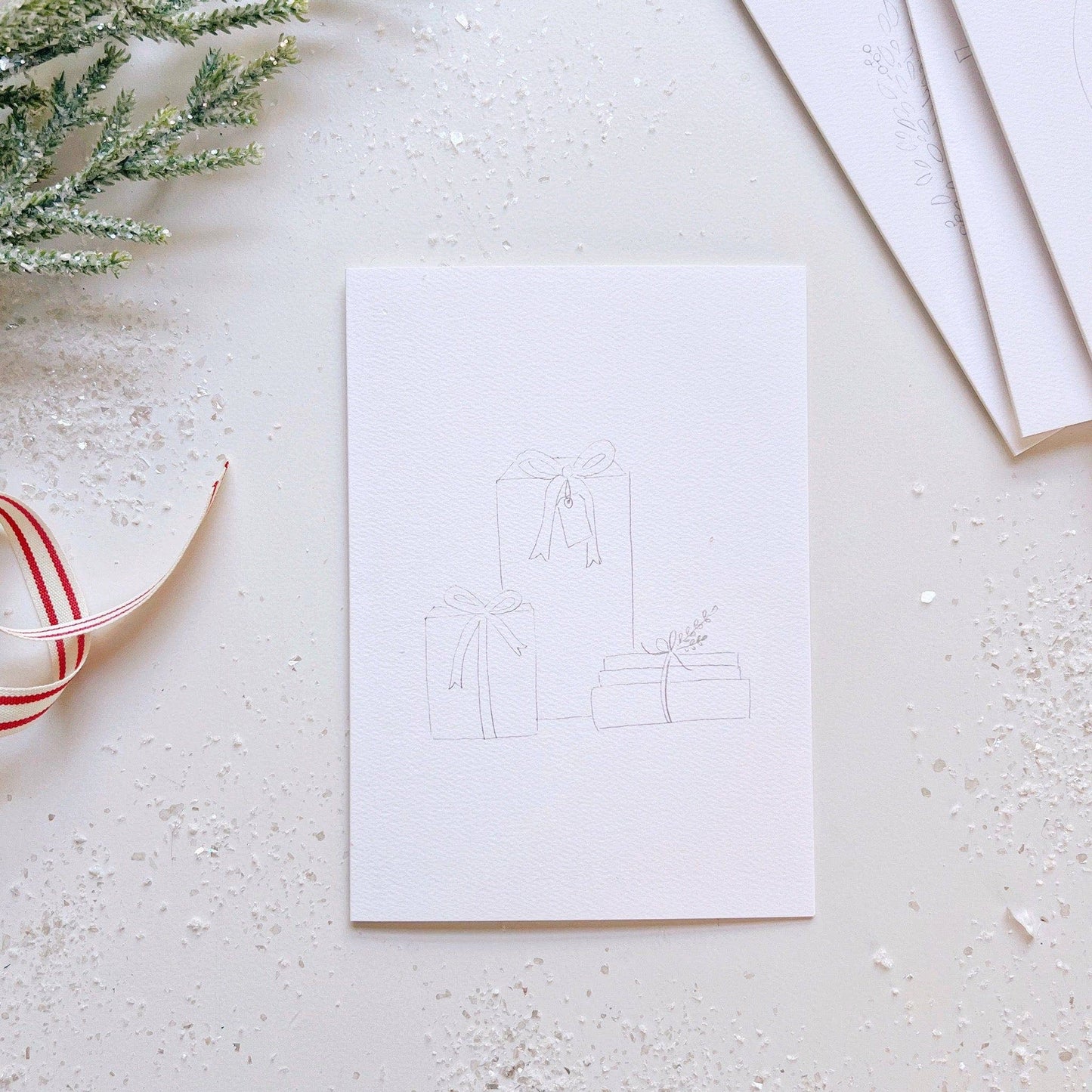paintable watercolor notecard set Christmas cheer