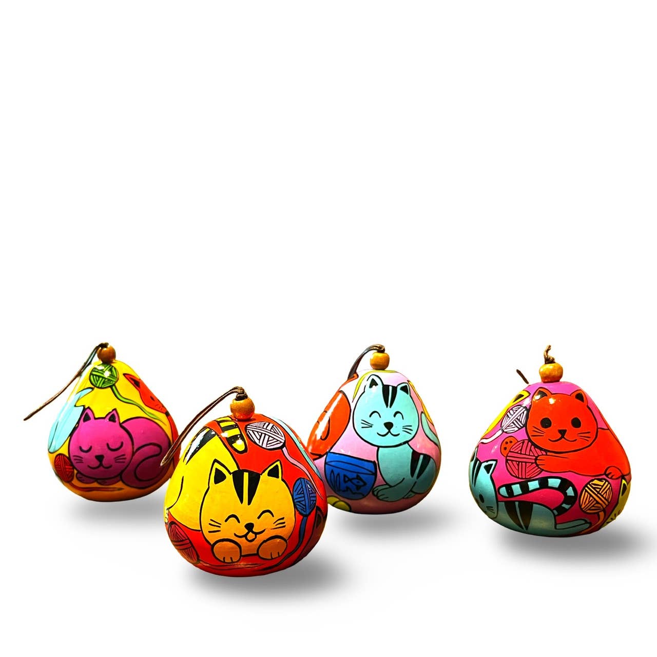 Adorable Hand-Painted Cat Gourd Ornament