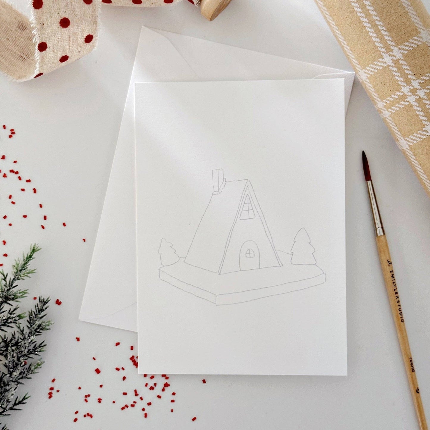 paintable watercolor notecard set Gingerbread