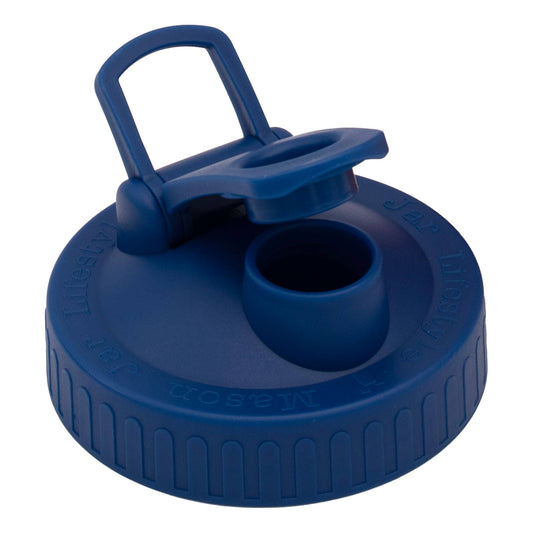 Pour & Store Shaker Lid w/ Carry Loop for Mason Jars: Deep blue / Wide mouth / Updated