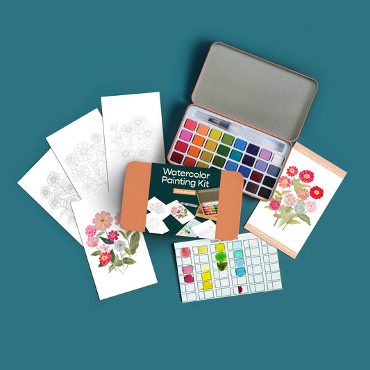 watercolor painting kit Zinnia Garden