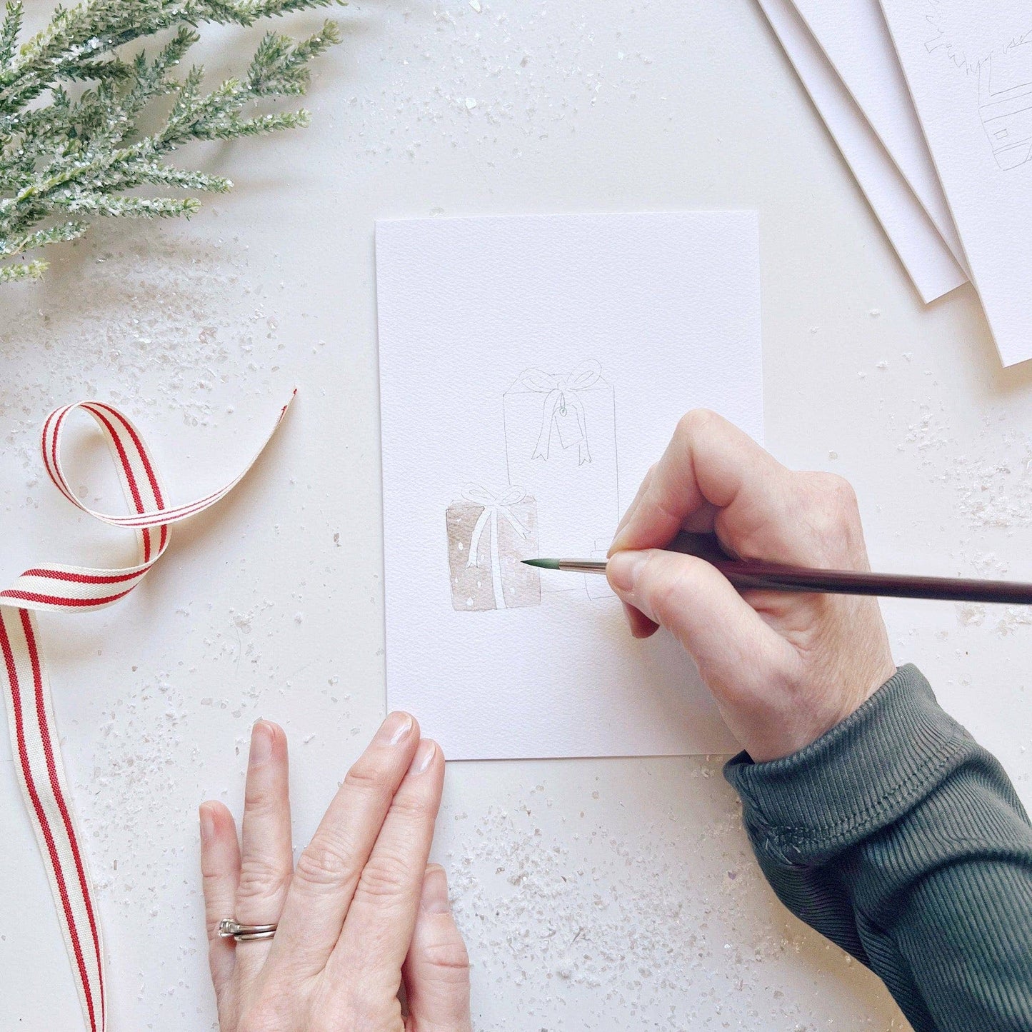 paintable watercolor notecard set Christmas cheer