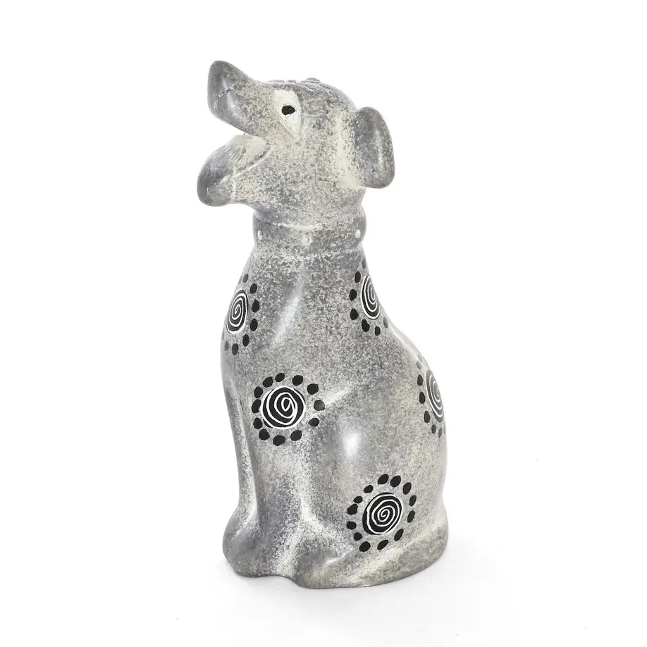 Small Gray Soapstone Dog Sculpture