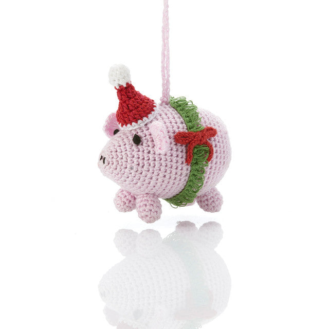 Crocheted Christmas Pig Ornament