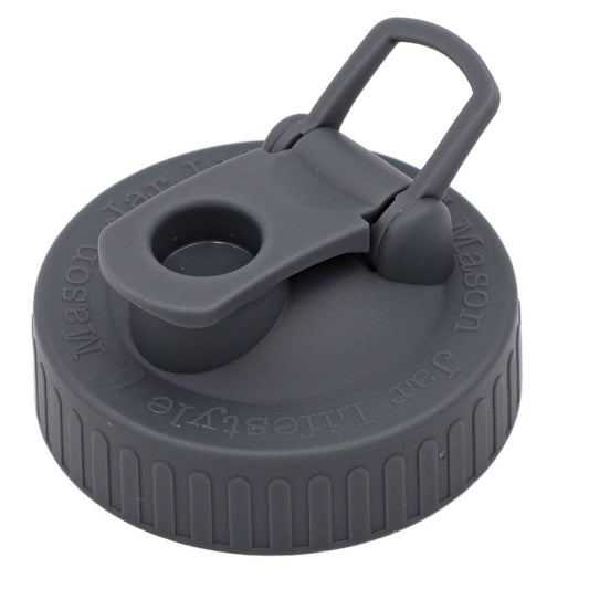 Pour & Store Shaker Lid w/ Carry Loop for Mason Jars: Charcoal gray / Regular mouth / Updated