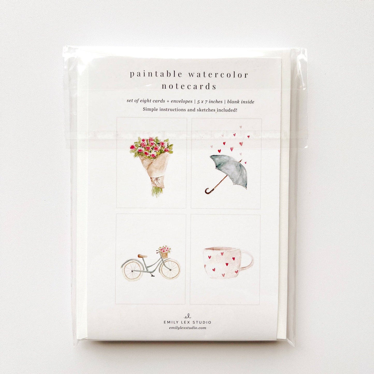 paintable watercolor notecard set Love sweet love