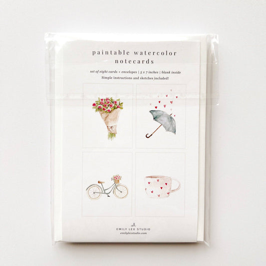 paintable watercolor notecard set Love sweet love