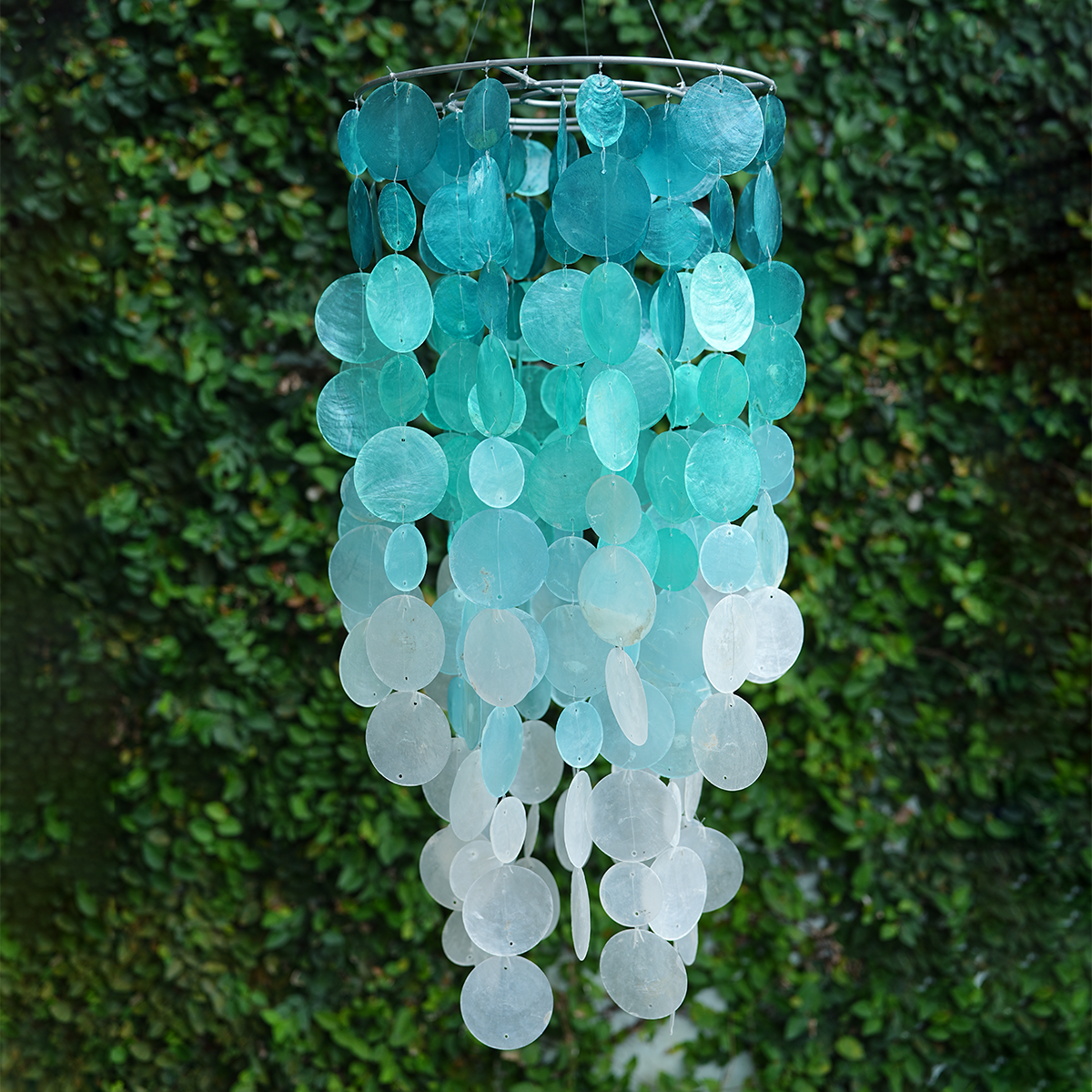Capiz Chime Chandelier | Ombre Turquoise