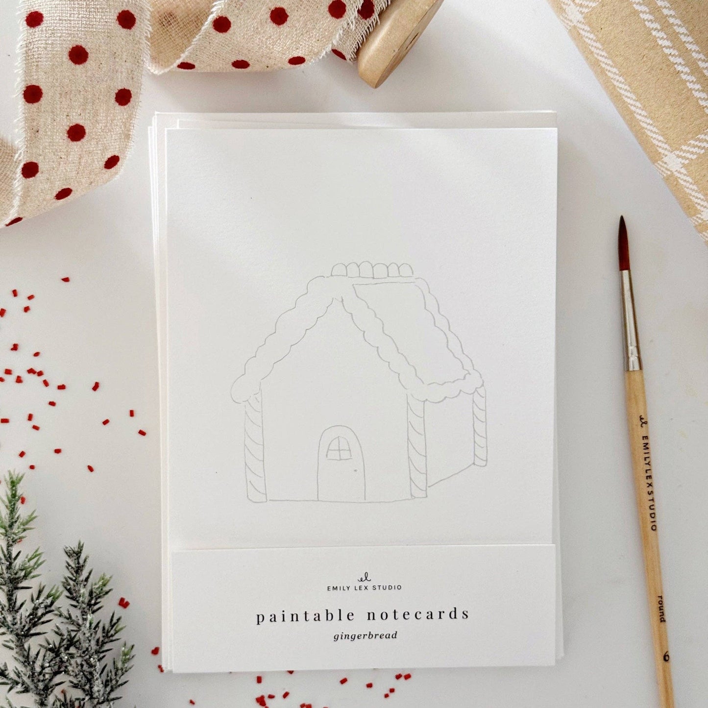 paintable watercolor notecard set Gingerbread