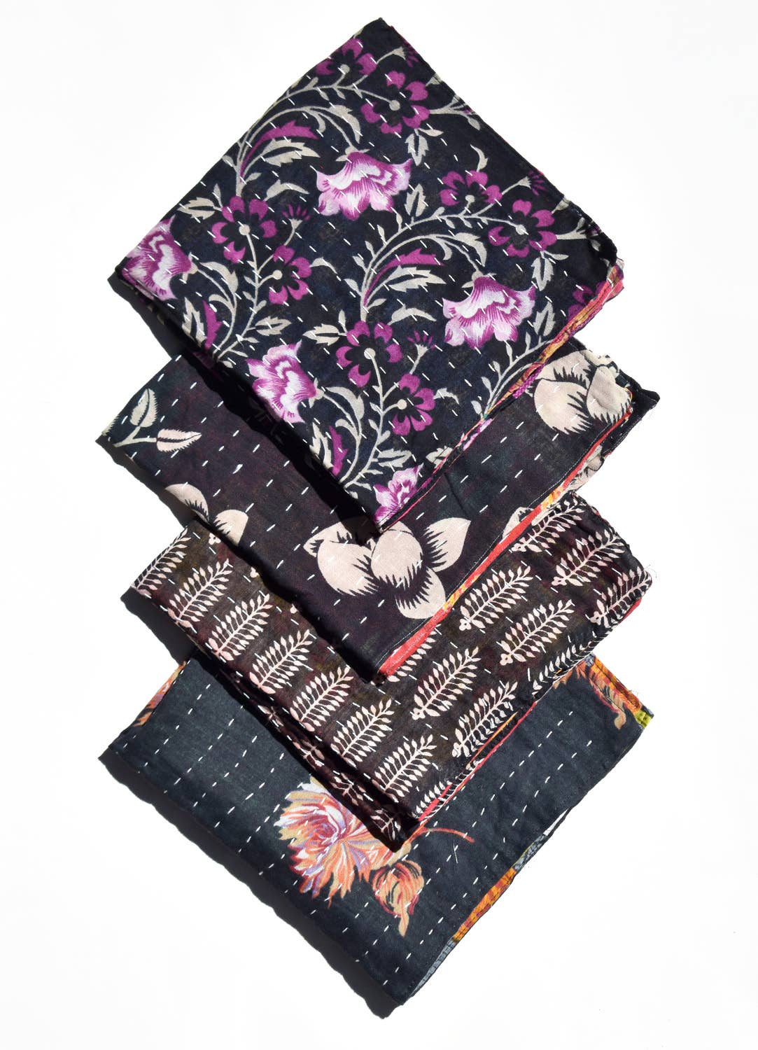 Black Kantha Napkins - Set of 4