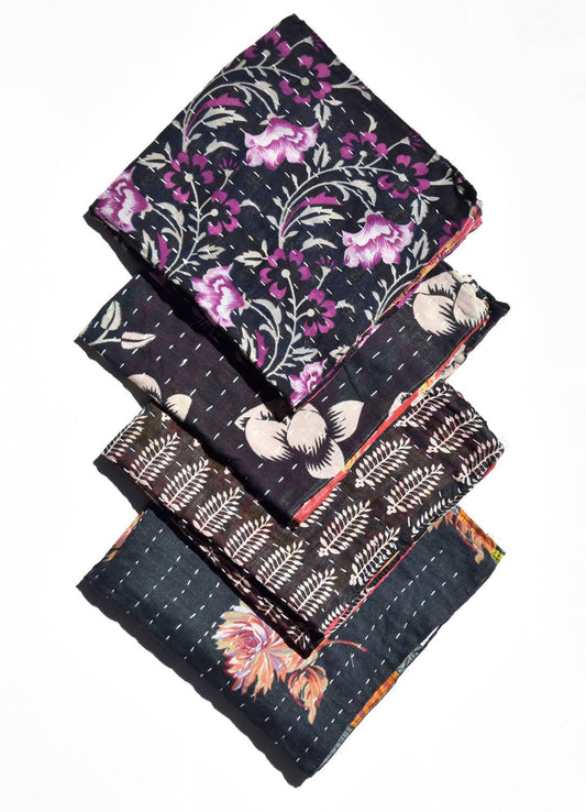 Black Kantha Napkins - Set of 4